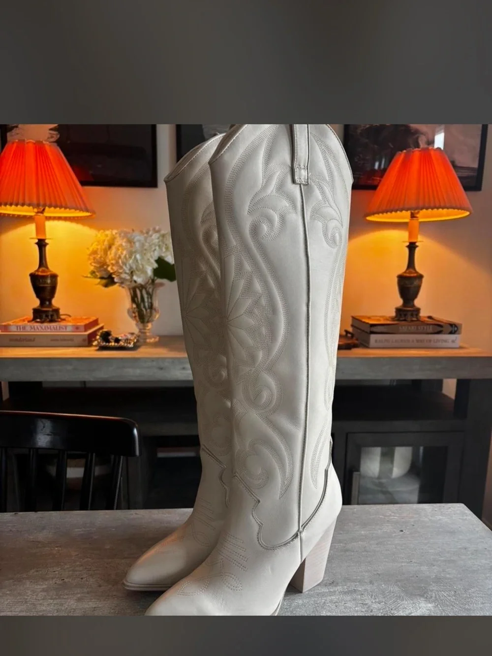 BRAND NEW LASSO Steve Madden Cream Over-the-Knee Embroidered Western Boots